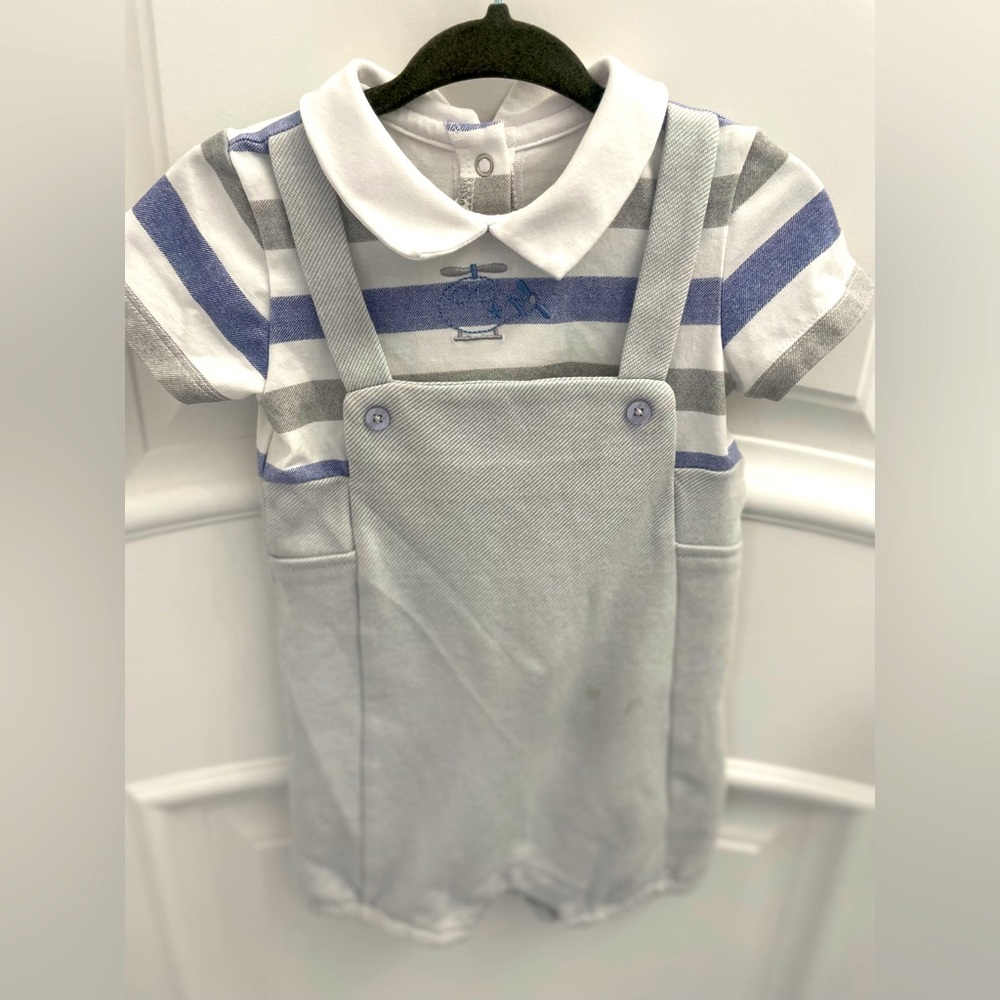 NEW - Mayoral Baby Boys Blue Cotton Shortie Set w/ Polo